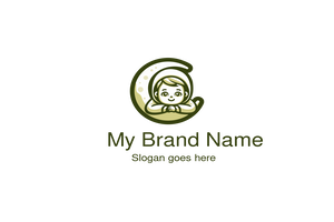 Adorable Baby on Crescent Moon Logo for Kids Brands, Childcare, and Baby Product Companies